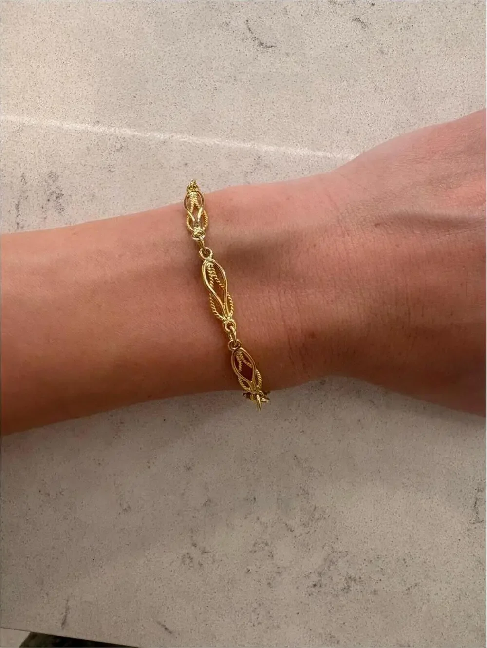 24k Gold Filigree Bracelet - 7 inches